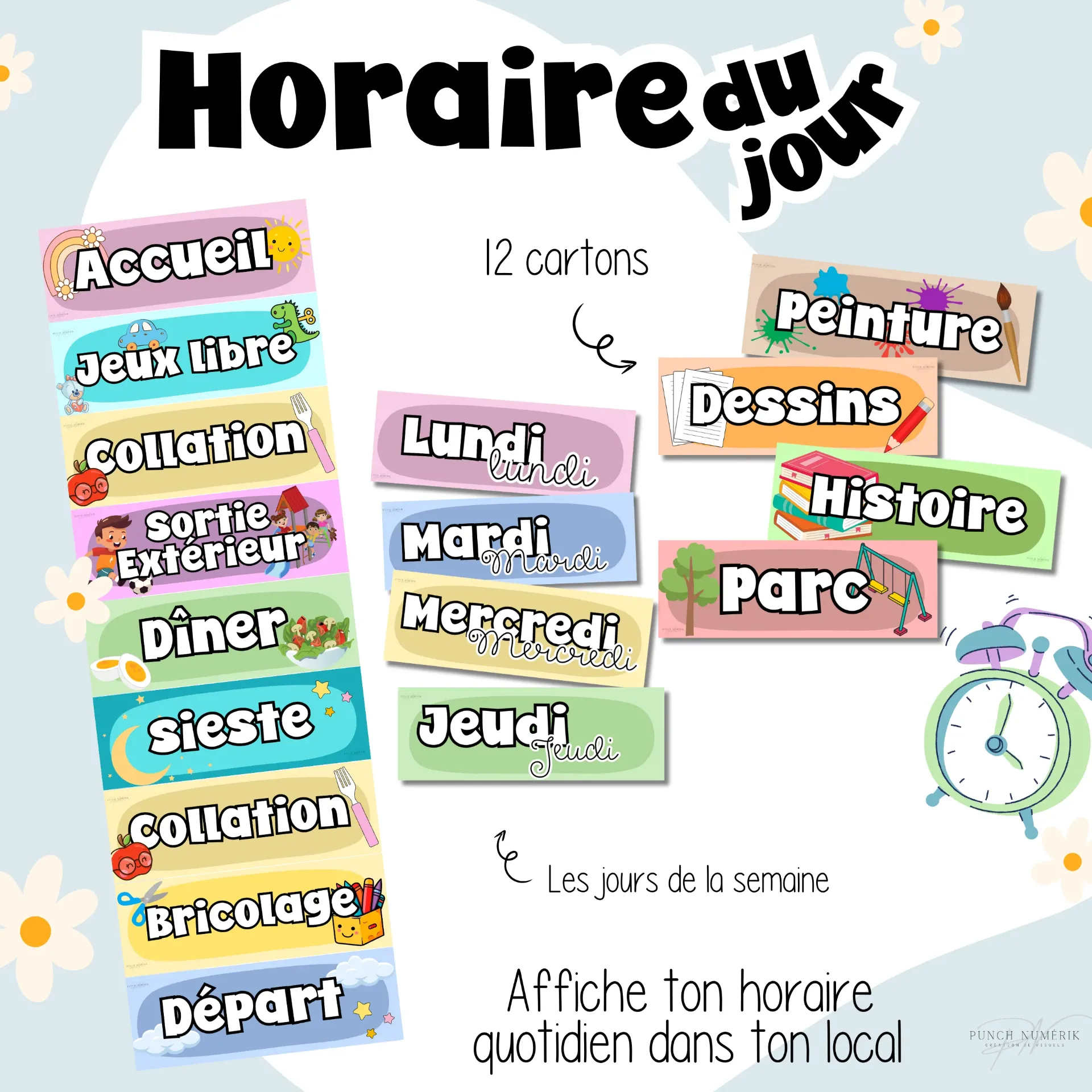 Ensemble horaire du jour (19 fiches)