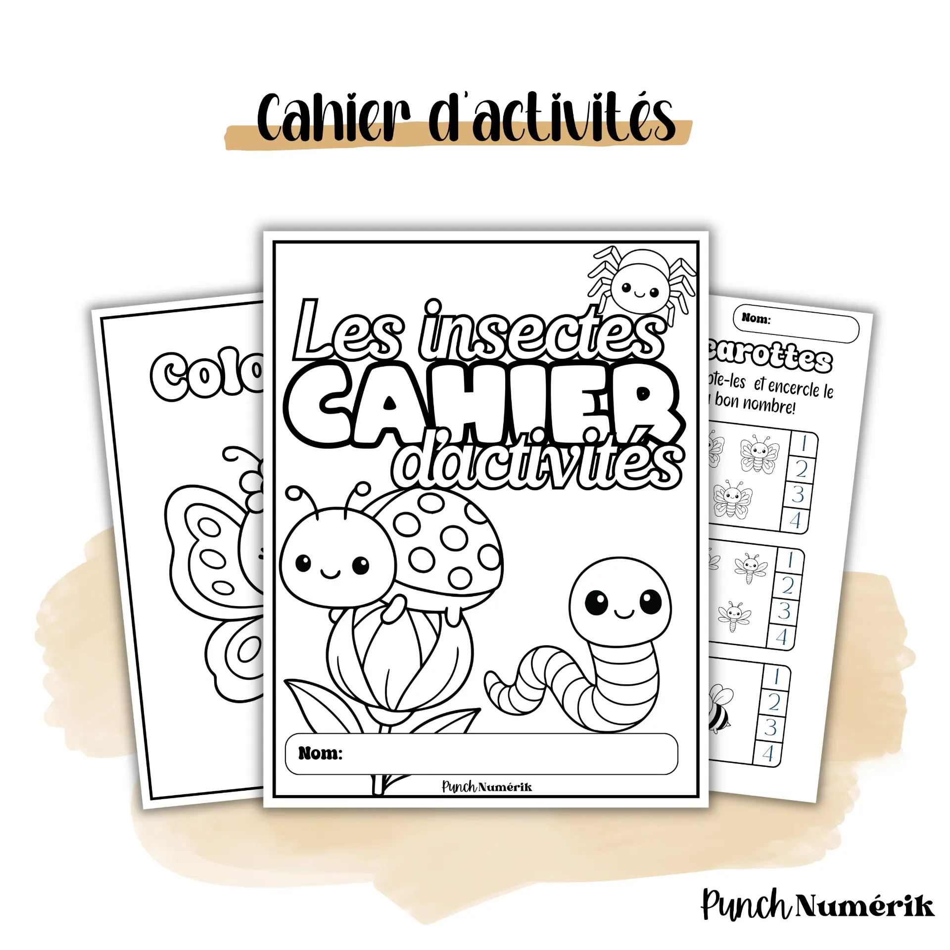 Cahier d'activités - Les insectes (noir et blanc)