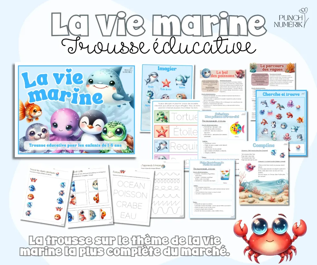 Trousse éducative: La vie marine (41 fiches + 1 banderole)