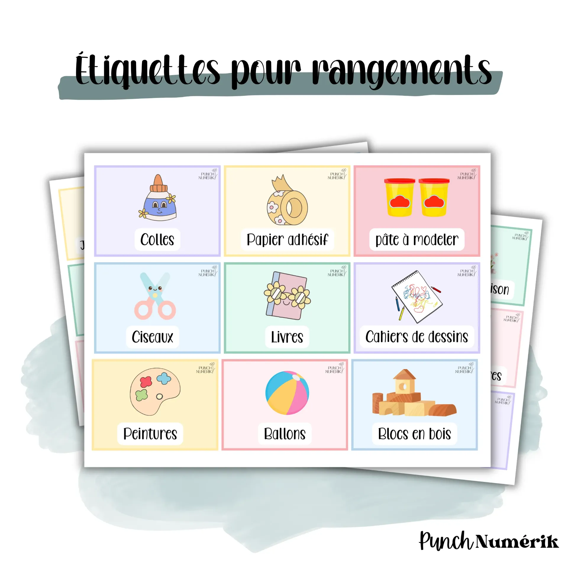 Étiquettes pour bacs de rangement – 54 modèles