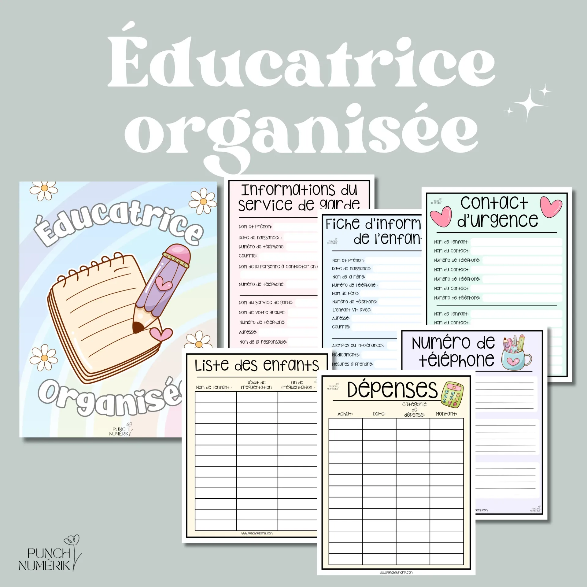 Ensemble éducatrice organisée (30 fiches)