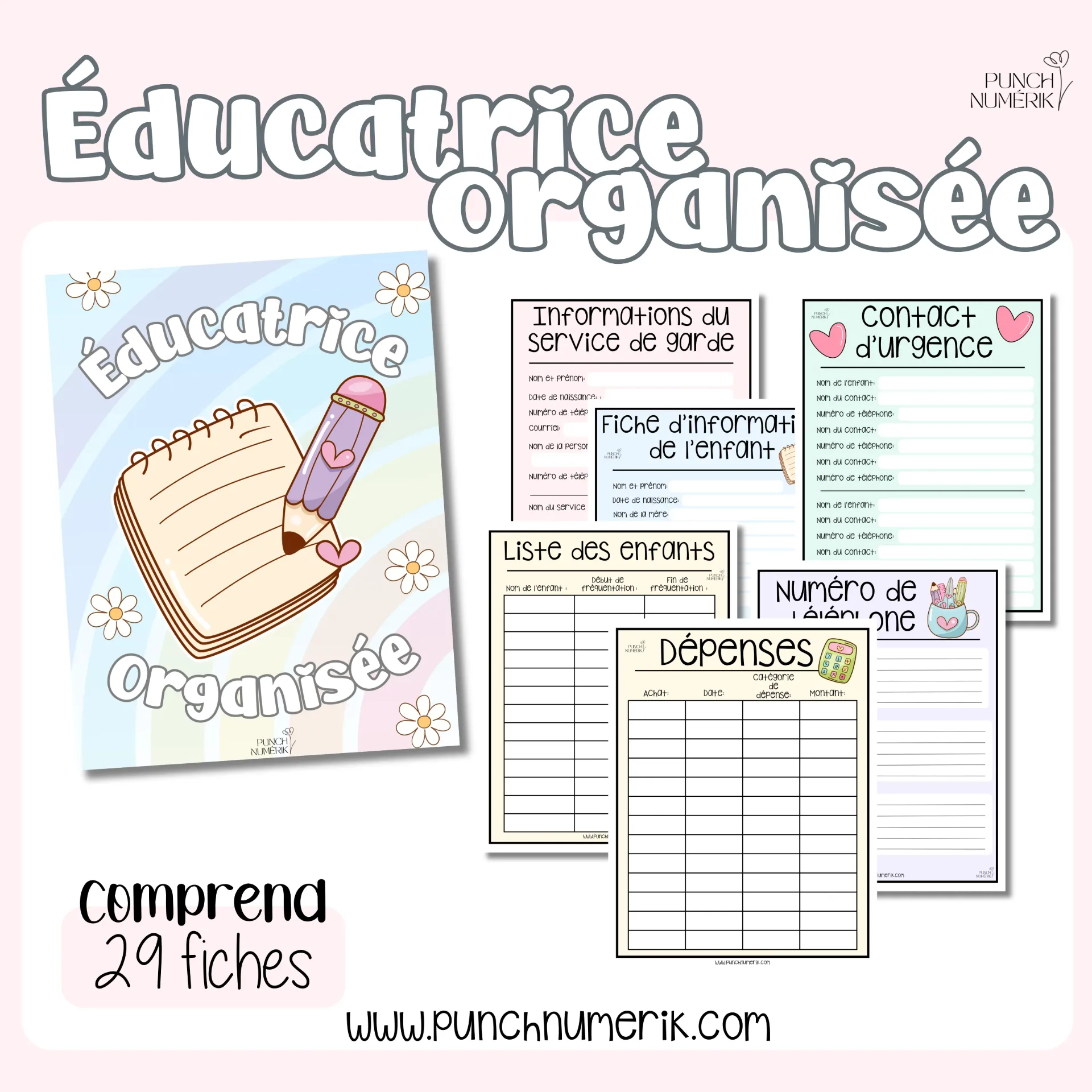 Ensemble éducatrice organisée (30 fiches)