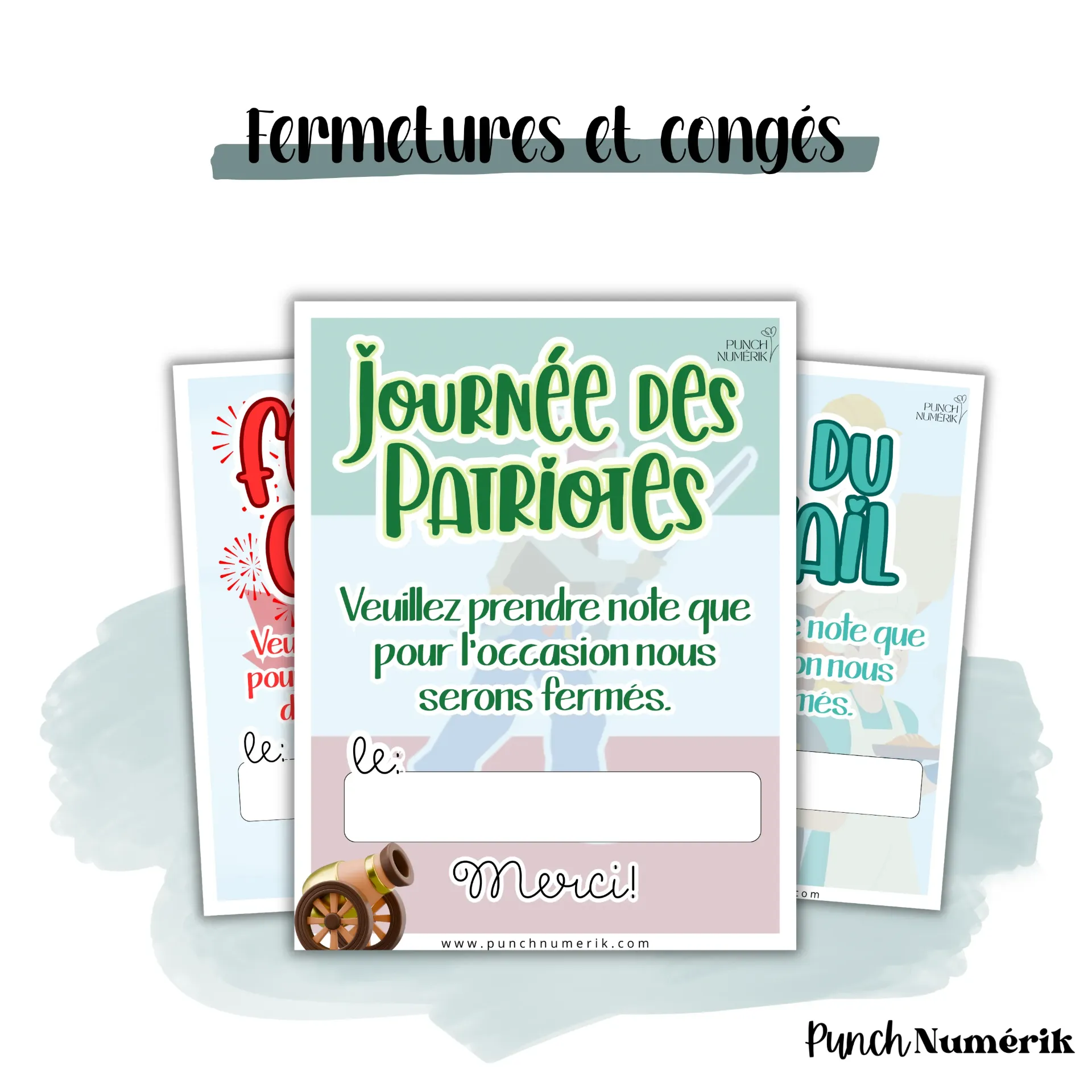 Ensemble d’affiches – Fermetures et congés