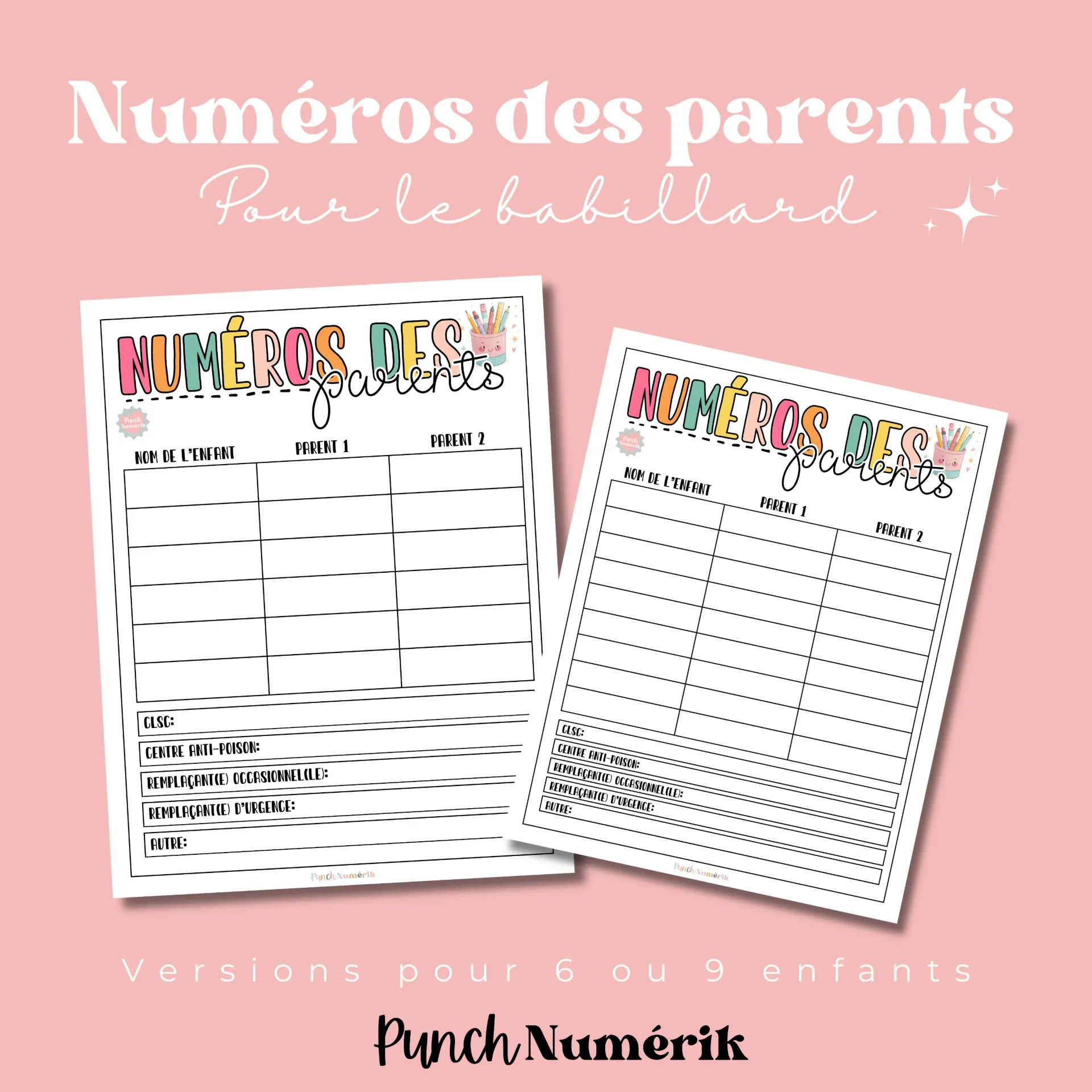 Fiche des numéros de téléphone essentiels