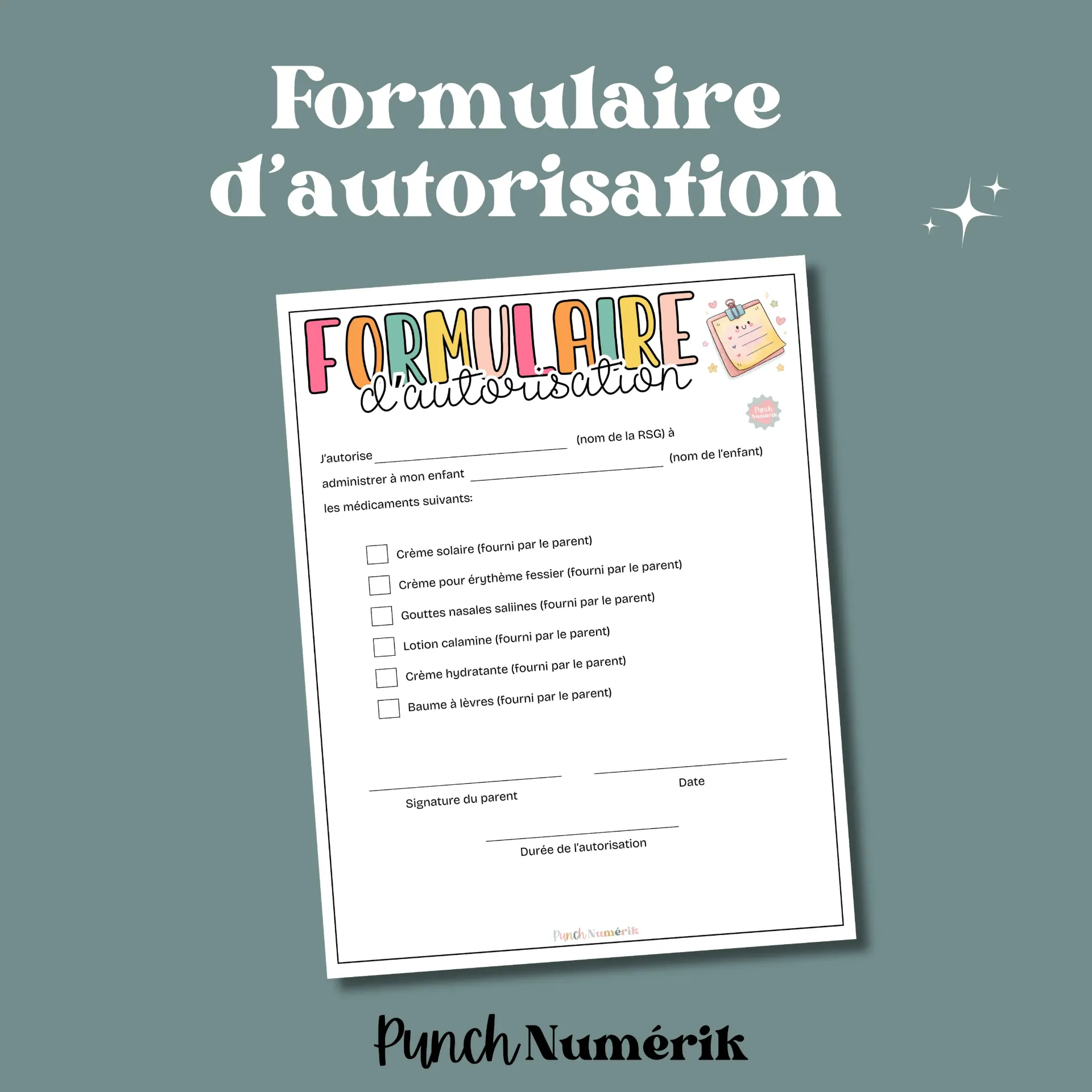 Formulaire d'autorisation